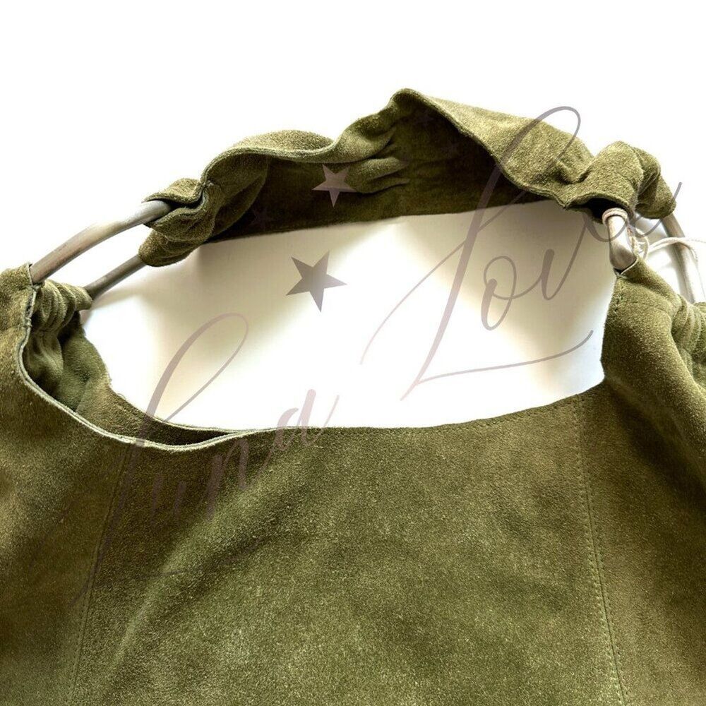 FREE PEOPLE Bobbi Slouch Suede Tote In Khaki / Olive NWT - Picture 3 of 9